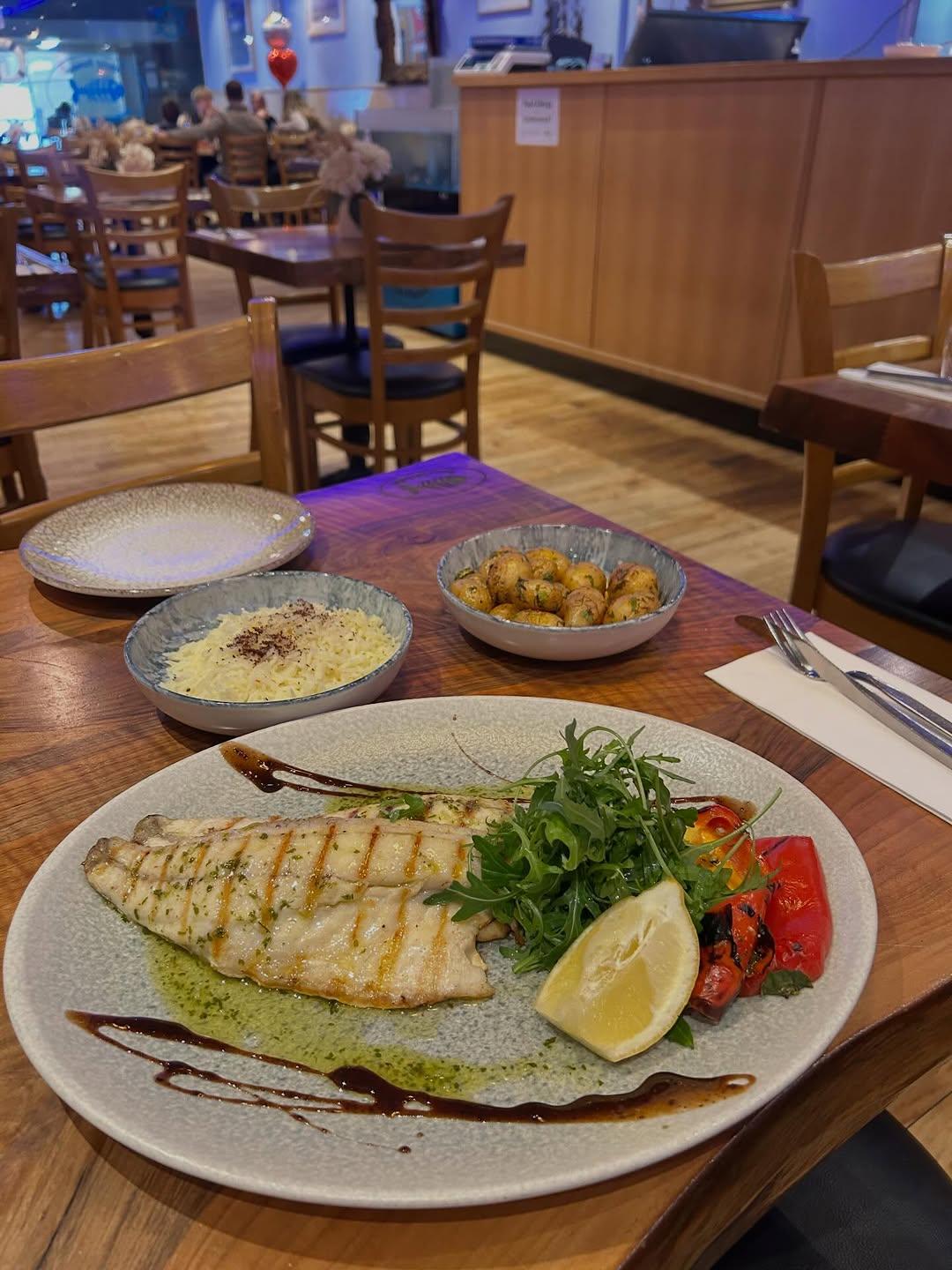 Grilled seabass from the Ocean Fish Platter Instagram feed